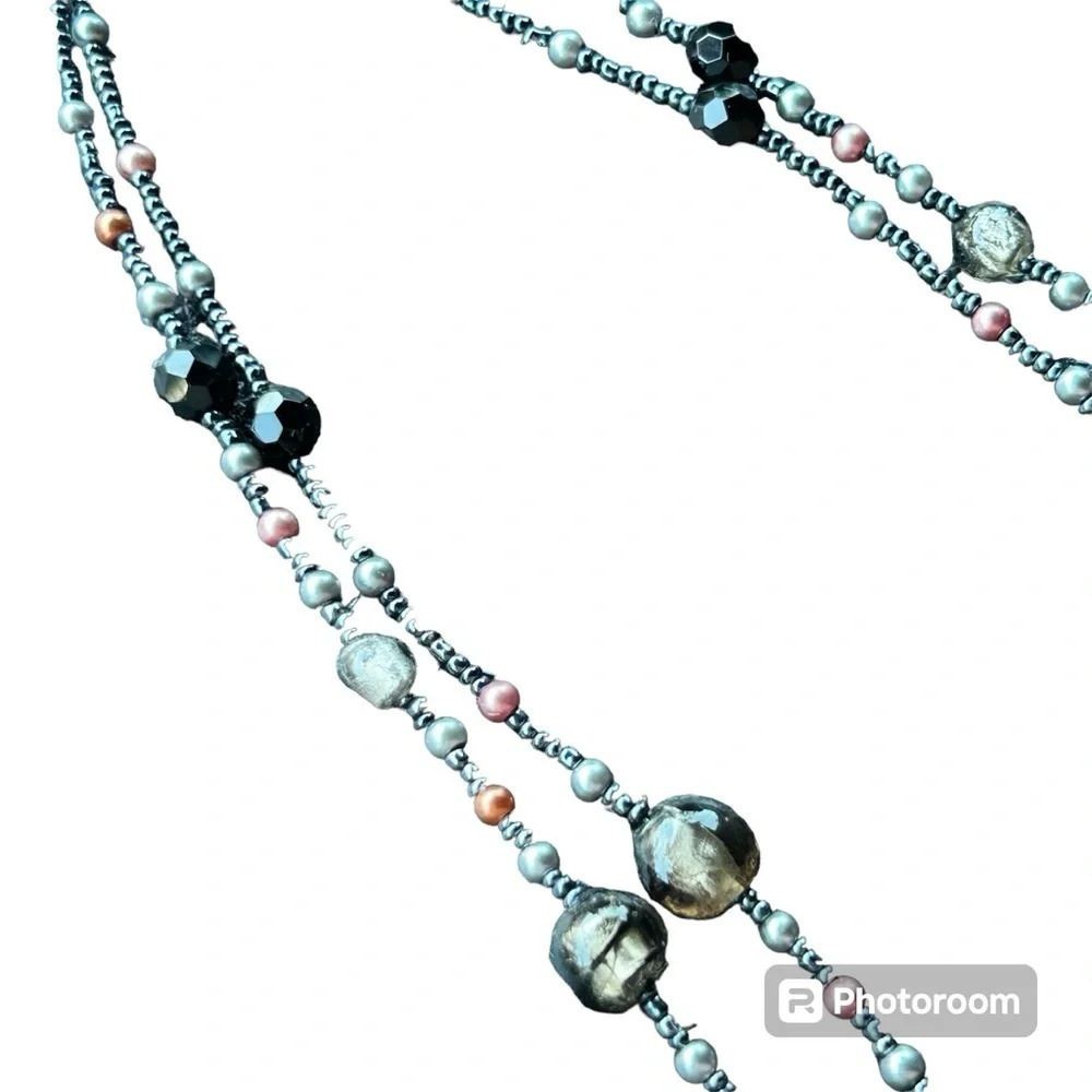 Premier Designs “Verona” Multi Color Glass Swirl Foil Bead Double Strand Retired - Picture 3 of 4
